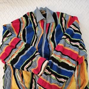 Mens Coogi Knitted Mullti-Color Sweater Jacket